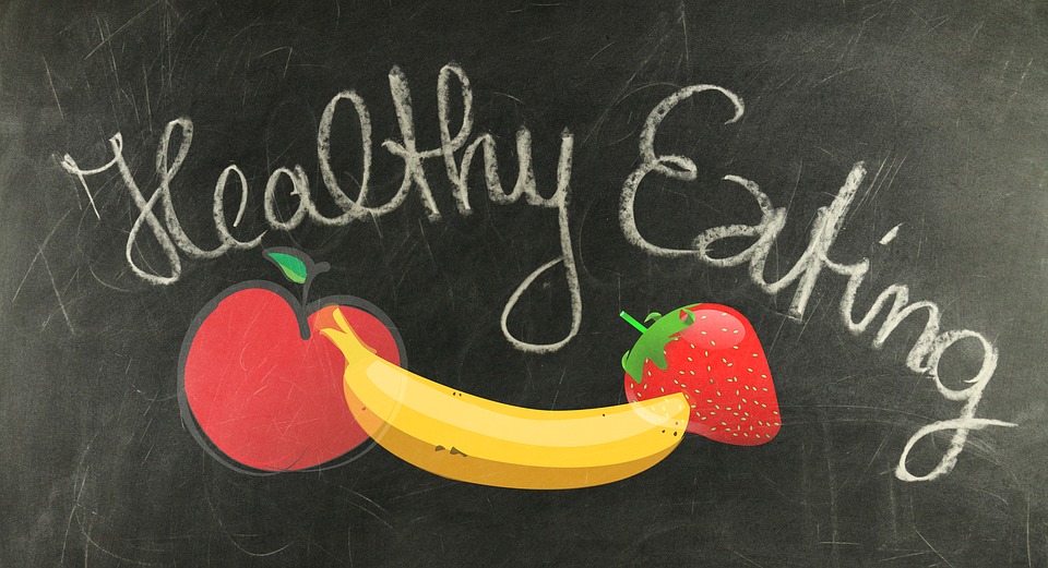 healthy eating written on chalkboard image