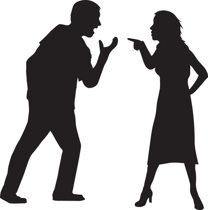 silhouette couple arguing image