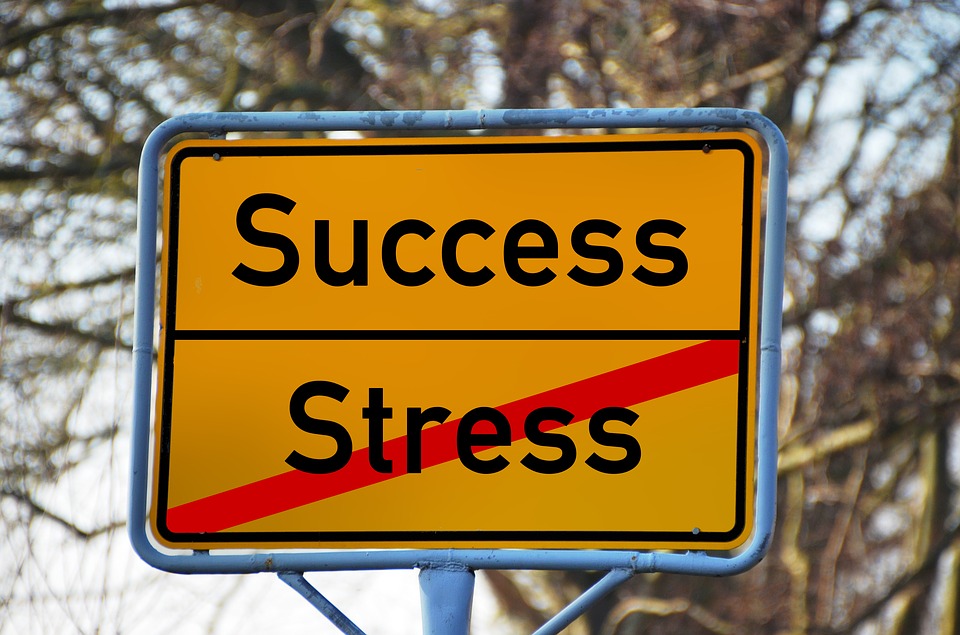 sign crossing out stress and leaving success image