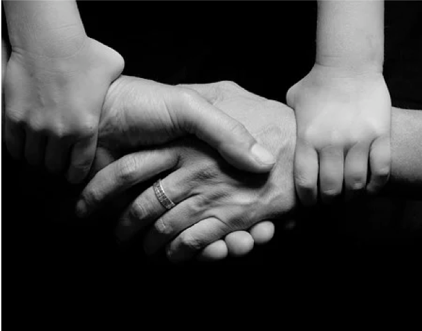 Group of interlocking hands