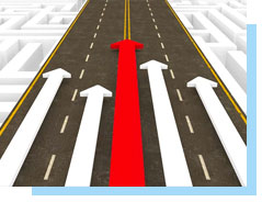 Progress with arrows moving down street